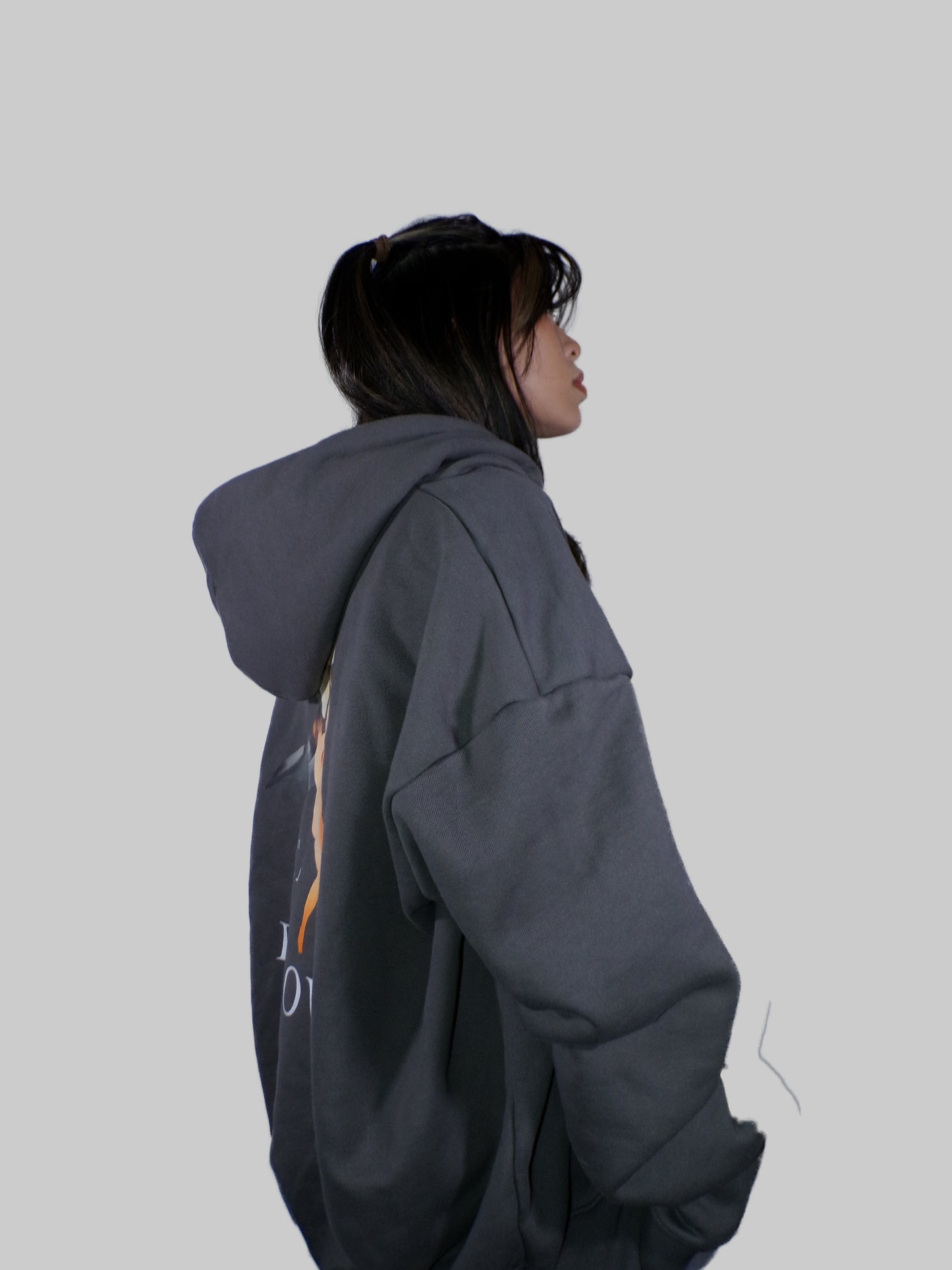 “BLOOM” CHARCOAL GRAY SOLID DOUBLE ZIP HOODIE